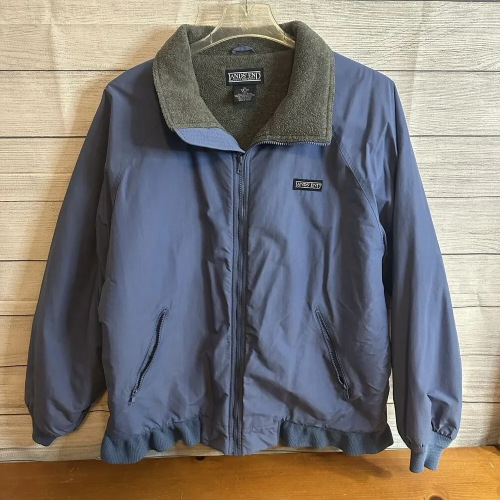 Lands End Men’s Jacket Blue Fleece Lined Coat Size XLarge Tall 46-48 Made in USA - Picture 5 of 6